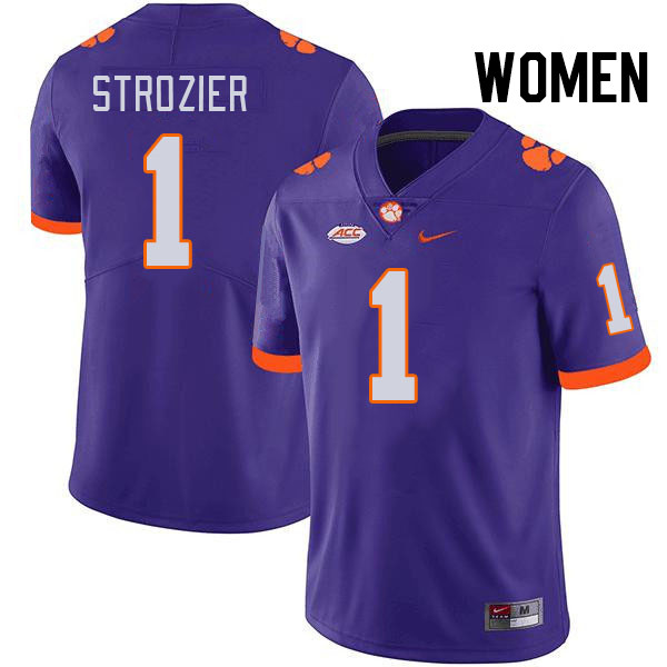 Women #1 Branden Strozier Clemson Tigers College Football Jerseys Stitched-Purple